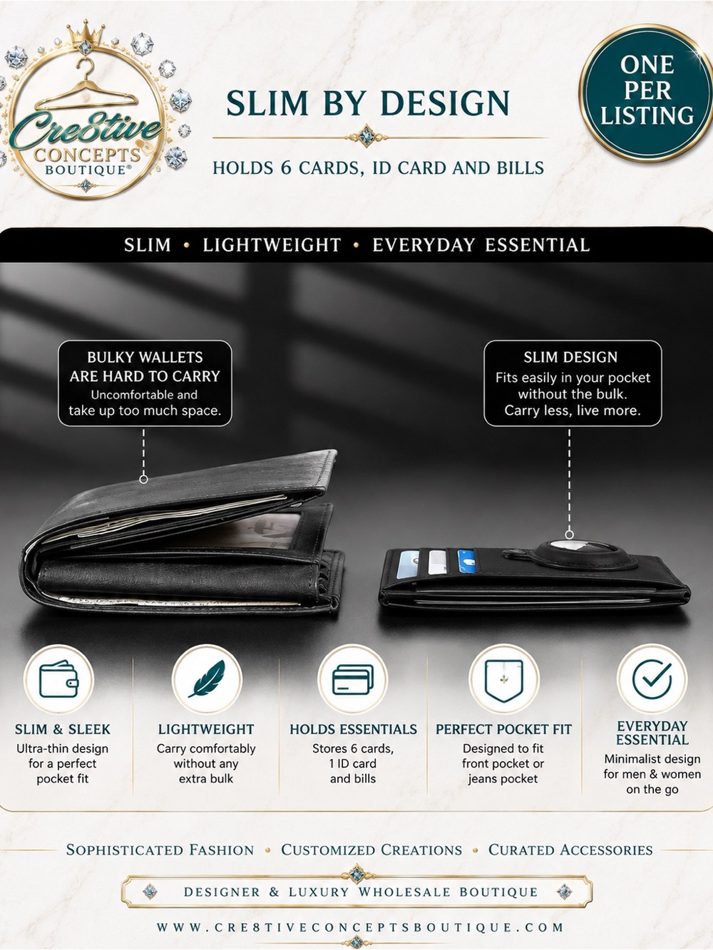 Sleek RFID Card Holder with Tracker Slot-Unisex - Picture 12 of 12